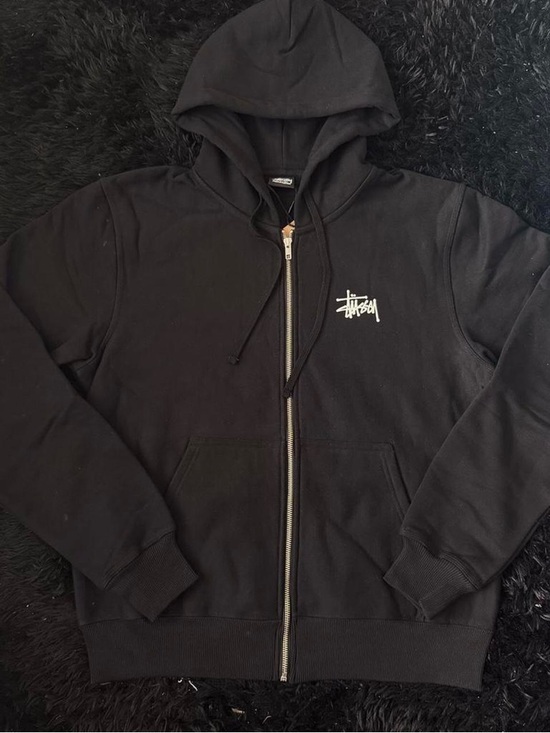 Stussy Other - Stussy Black Zip Hoodie with White Logo
